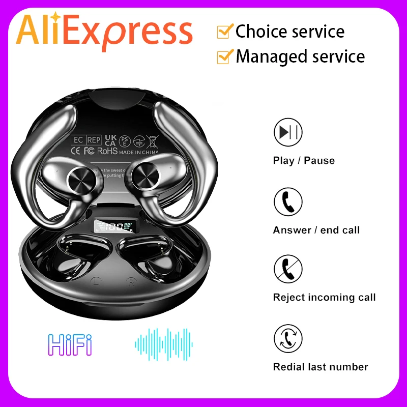 

New Private Model Wireless Bluetooth Headset Ear Mounted Sports Business Painless Noise Reduction Stereo Headset