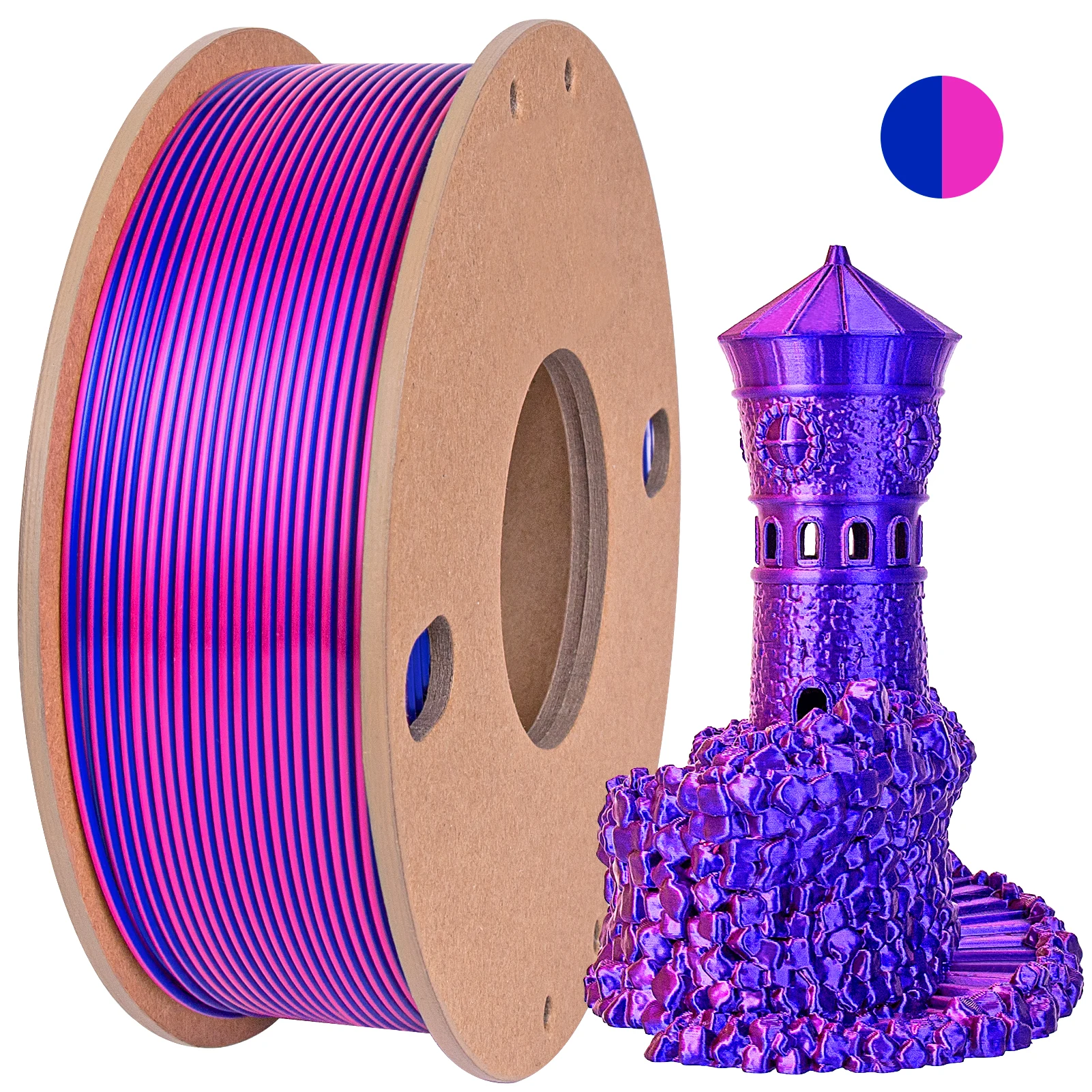

250g Silk PLA Filament Rose Red Dark Blue Color in 1 3D Printing Filament 1.75mm PLA 3D Printer Filament Fit Most FDM Printer