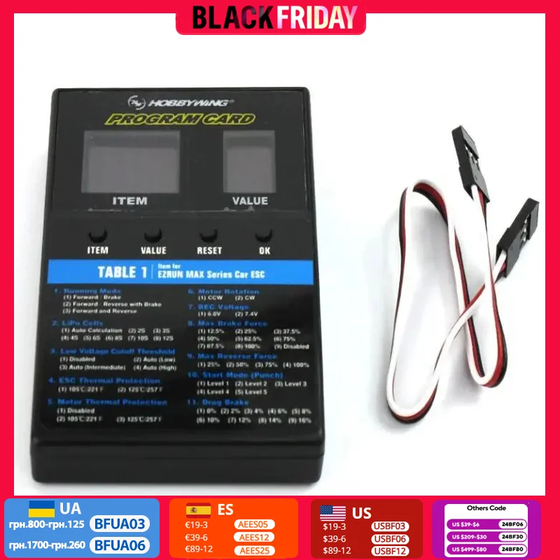 HOBBYWING 3 in 1 LED ESC Program Card Box for XERUN EZRUN MAX Series Car / Platinum Series / SEAKING Series RC Boat ESC