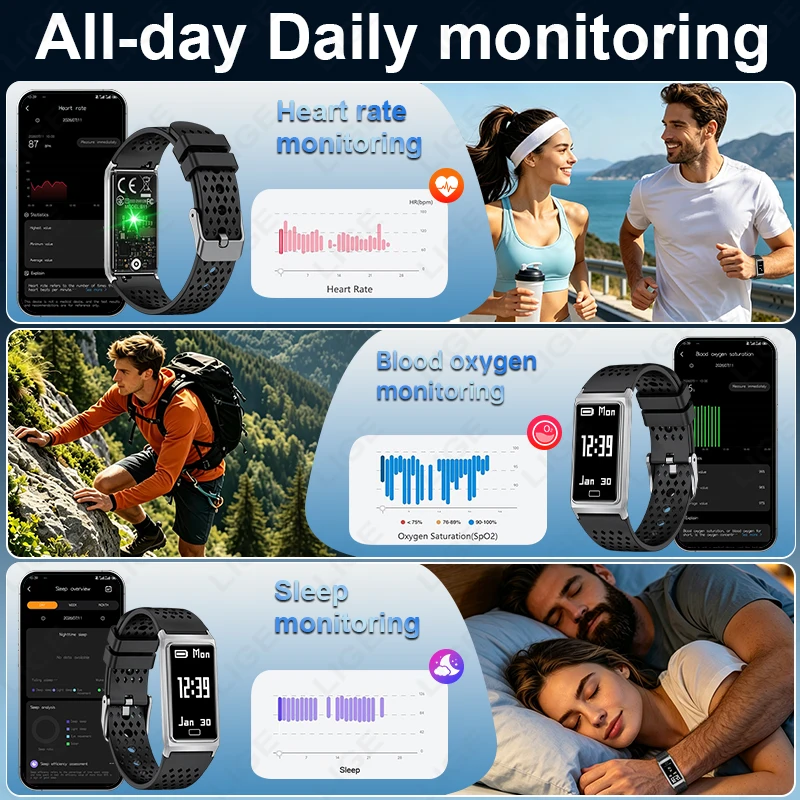 2026 New Smart Watch Men Heart Rate Health Monitoring IPX8 Waterproof Sports Fitness Tracker Watches Pedometer Smartwatch Man