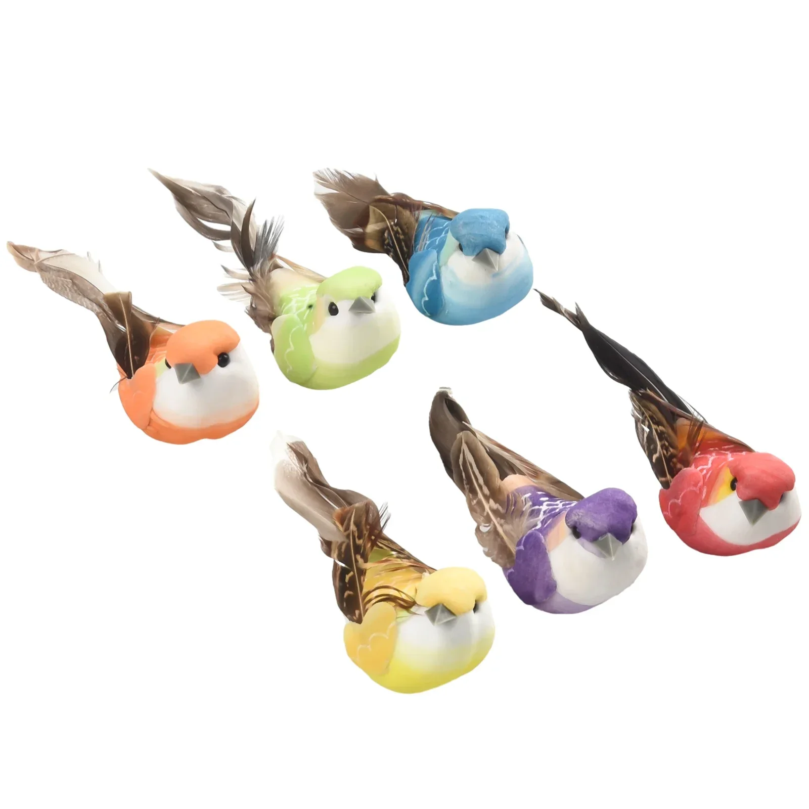 Animal Figurines Fake Feather Bird Christmas Tree Ornaments Perched Woodland Birds Decor Figurines For Interior Xmas Hanging