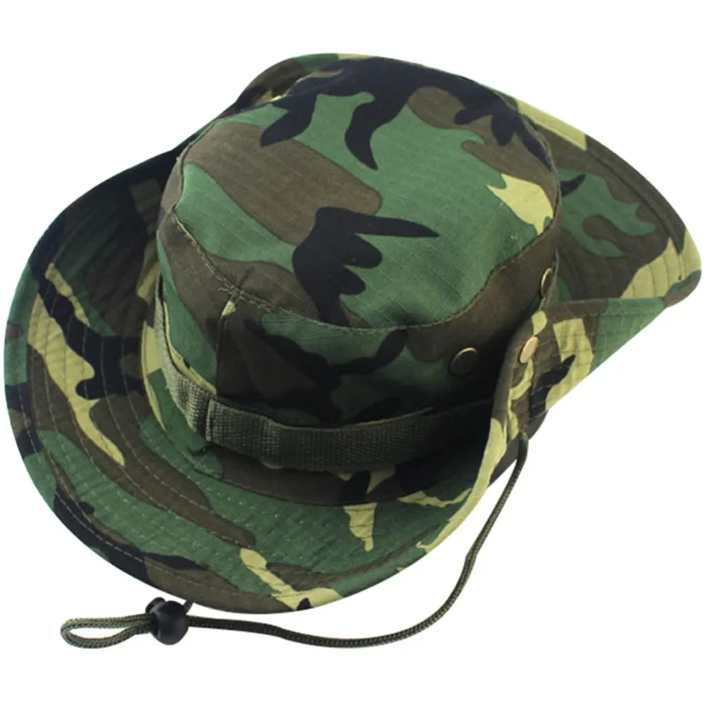 Camouflage Fisherman Hat Jungle Camouflage Fisherman Hat Sun Hat Camping Panama Hat for Men Beanies