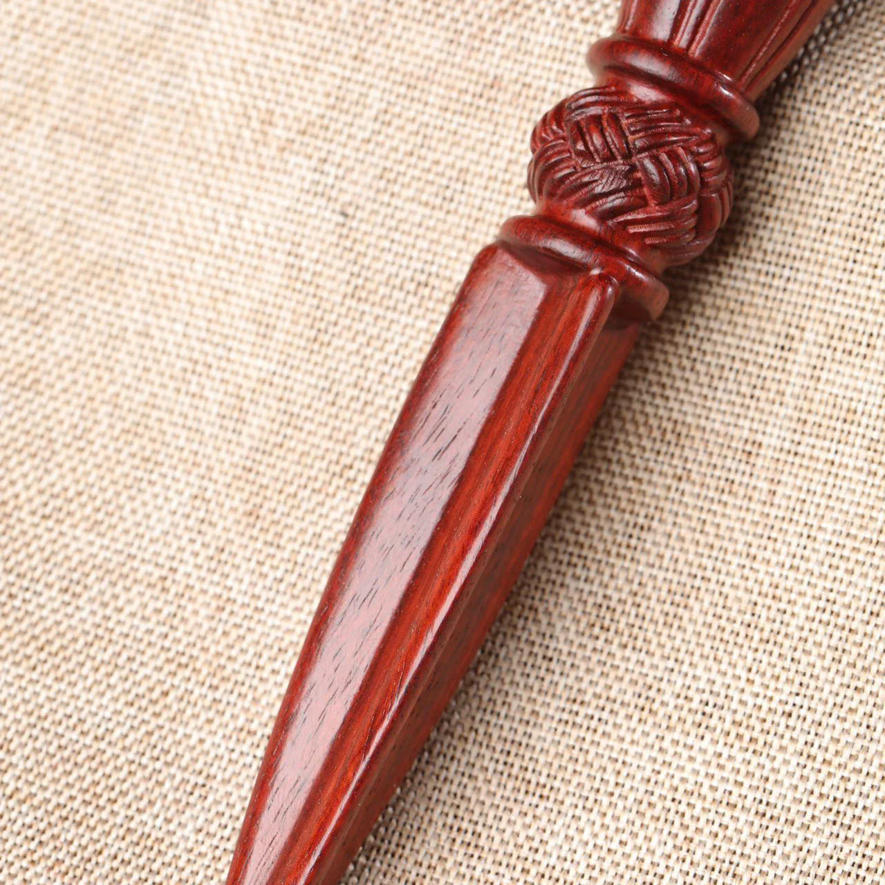 Hand Carved Sandalwood Wooden Vajra Pestle Ritual Tool Demon Queller Protection Portable Craft Gift Collectible Wenwan Ornament