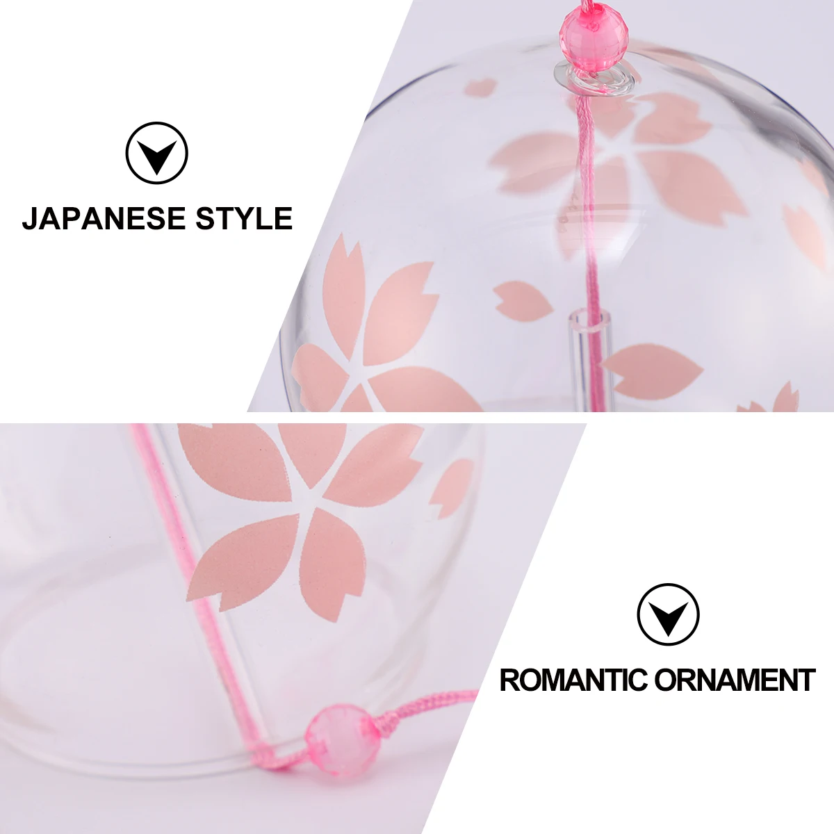 

Small Size Glass Wind Chime Pendant Pink Cherry Indoor Outdoor Hanging Decor Random Rope Tags Exquisite Appearance