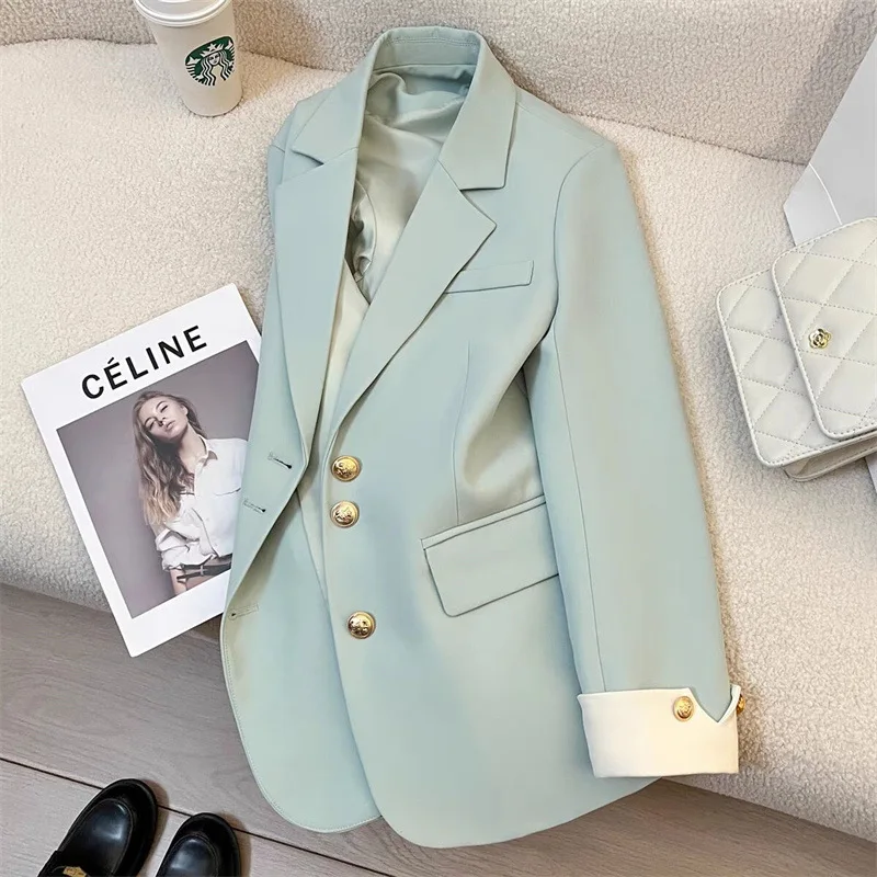 Spring New Fashion Women’s Casual Elegant Trendy Solid Color Single-breasted Long Sleeve Suit Blazers Female Clothes Coats Tops