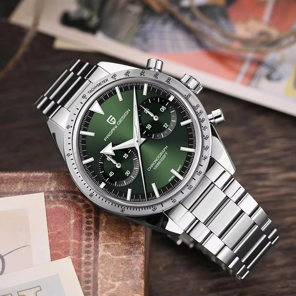 PAGANI DESIGN Herrenuhren Top Luxus Quarz Armbanduhr VK64 Speed Sports Chronograph Uhr für Mann AR Saphirspiegel Geschenkbox