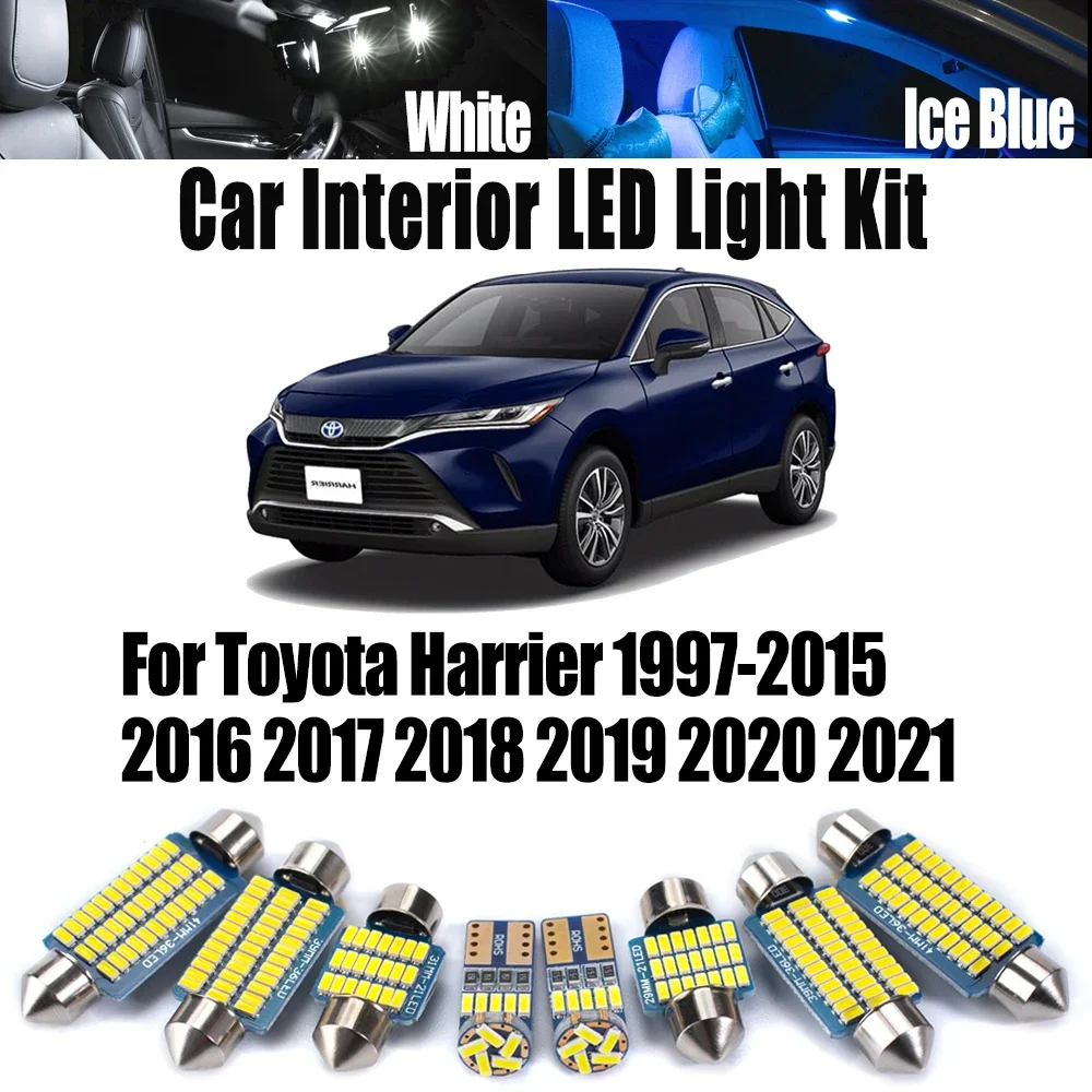 

For Toyota Harrier 1997- 2019 2020 2021 Car Accessories LED Interior Map Dome Reading Trunk Light Kit Canbus License Plate Bulbs
