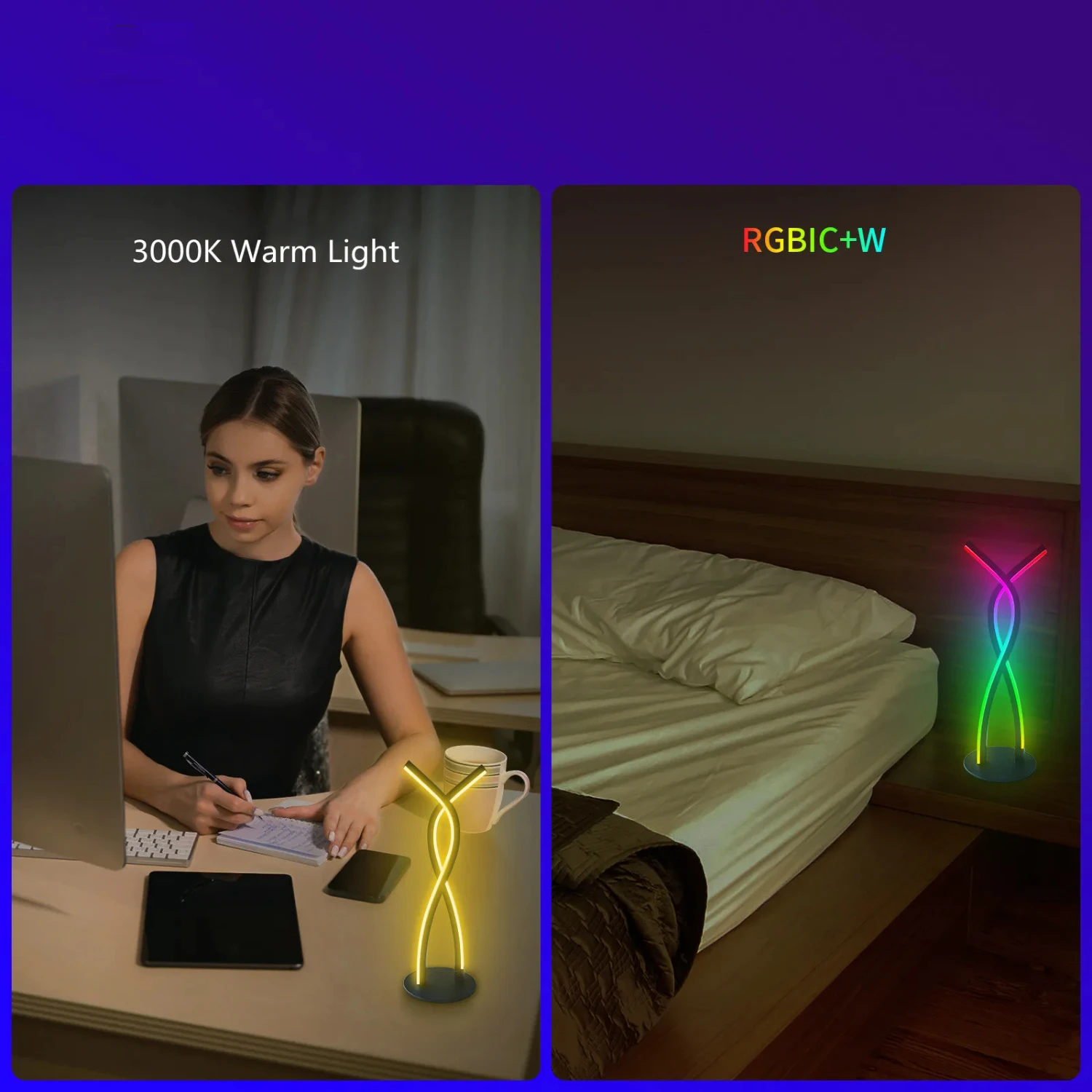 Lámpara de juego de luz nocturna inteligente LED con Control de aplicación móvil, lámpara de mesa recargable, decoración ambiental de luz de regalo, atmósfera de juego de TV