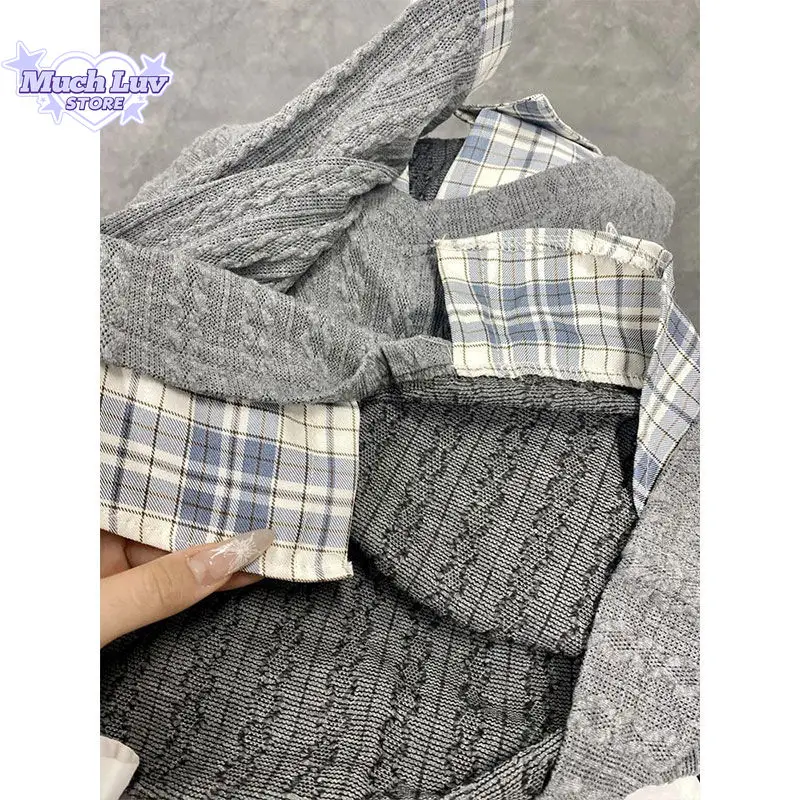 Butterfly Embroidery Checkered Long Sleeved Hoodie for Women Spring and Autumn  Fashion Trend Casual Comfy Couple Top Coat