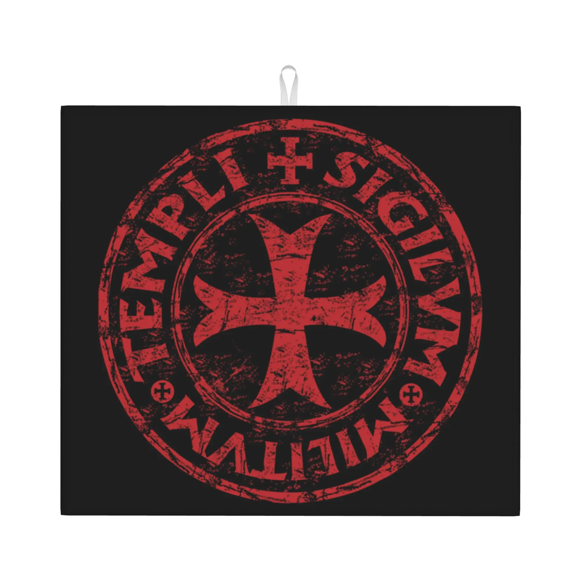 Drying Mat For Kitchen Templar Knight Seal Cross Medieval Warrior Deus Vult Water Absorbent Kitchen Counter Protector Mat