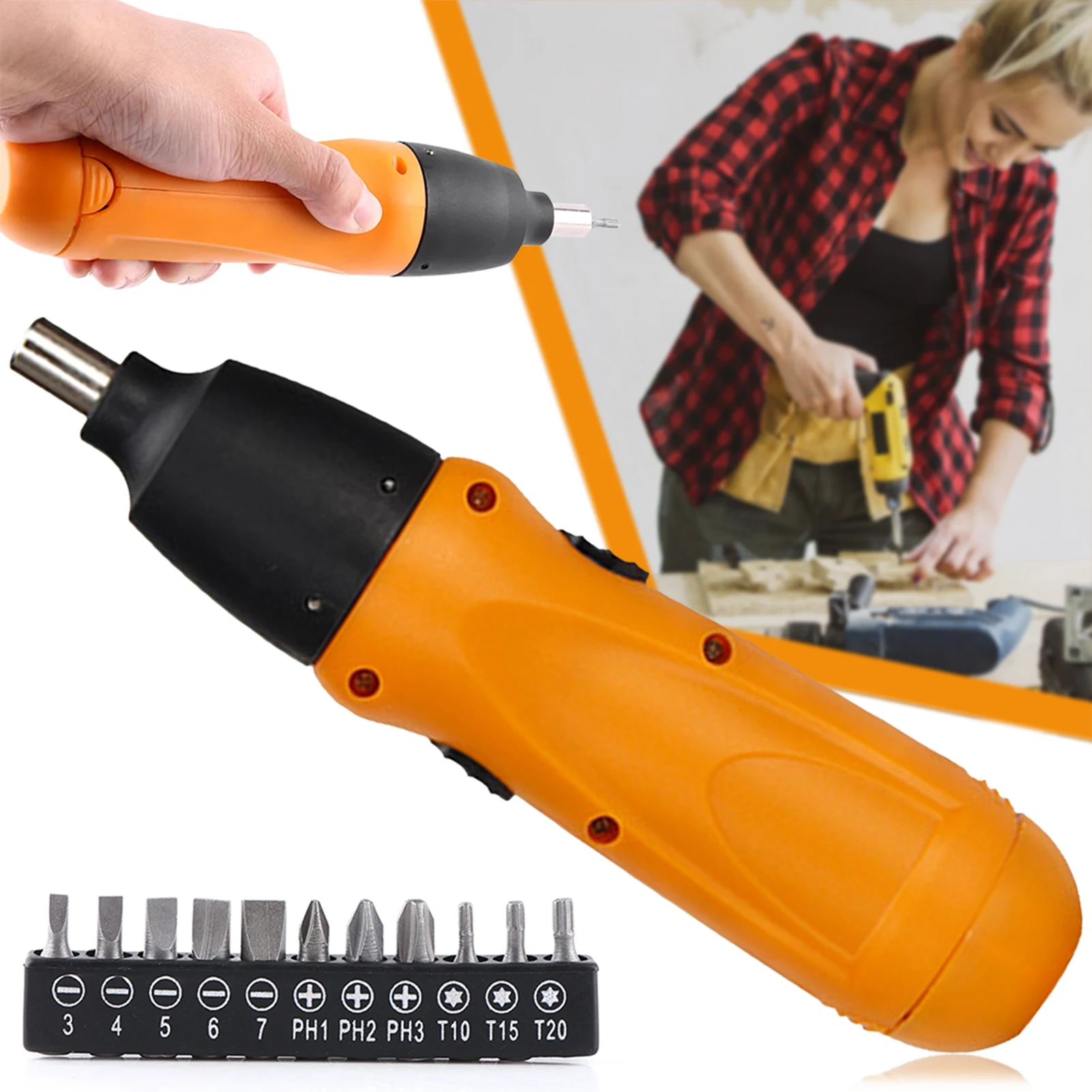 Mini Electric Screwdriver Battery Operated Cordless Screw Driver Drill Tool Set Bidirectional Switch With 11pcs Screws