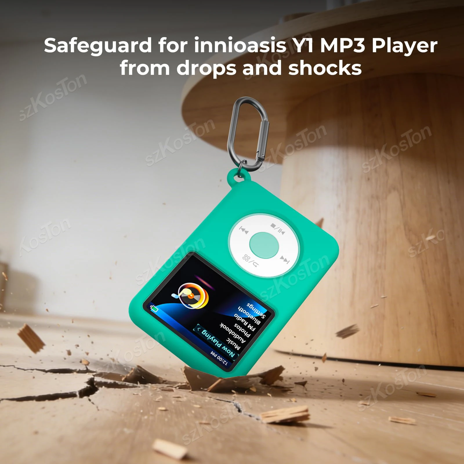 For Innioasis Y1 MP3 Player Silicone Protective Case Anti-Scratch Shockproof for Y1 MP3 Protection Cover Shell with Keychain