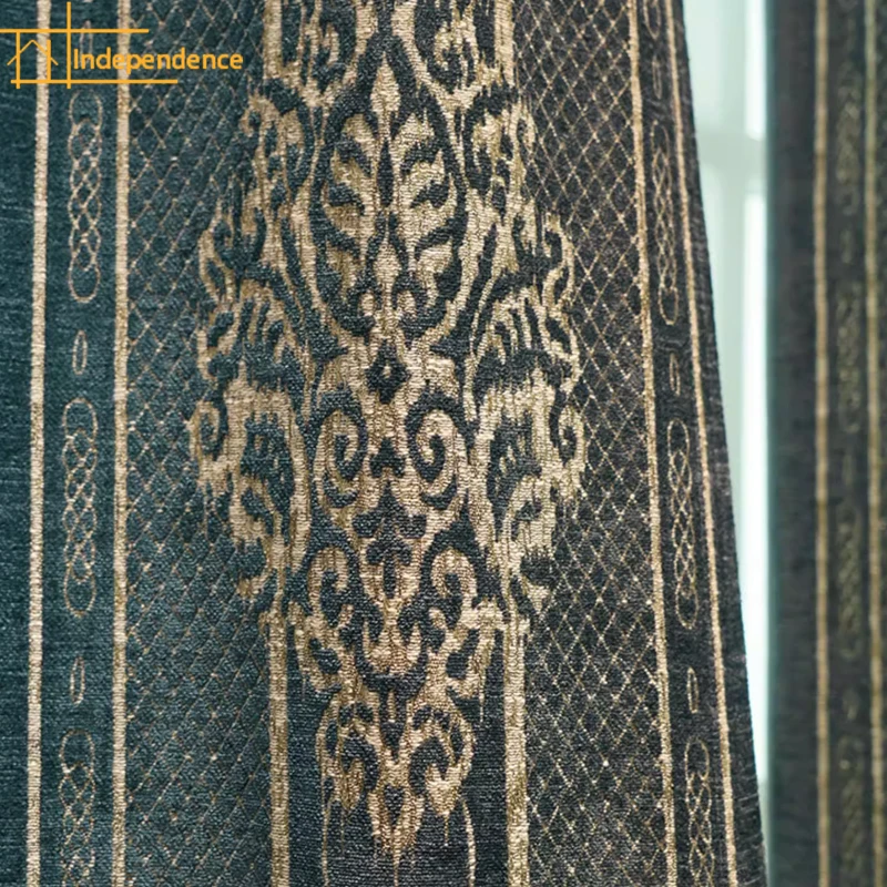 

Индивидуальные сине-серые вышитые оконные экраны, утолщенные синельные шторы для гостиной, спальни, французского окна