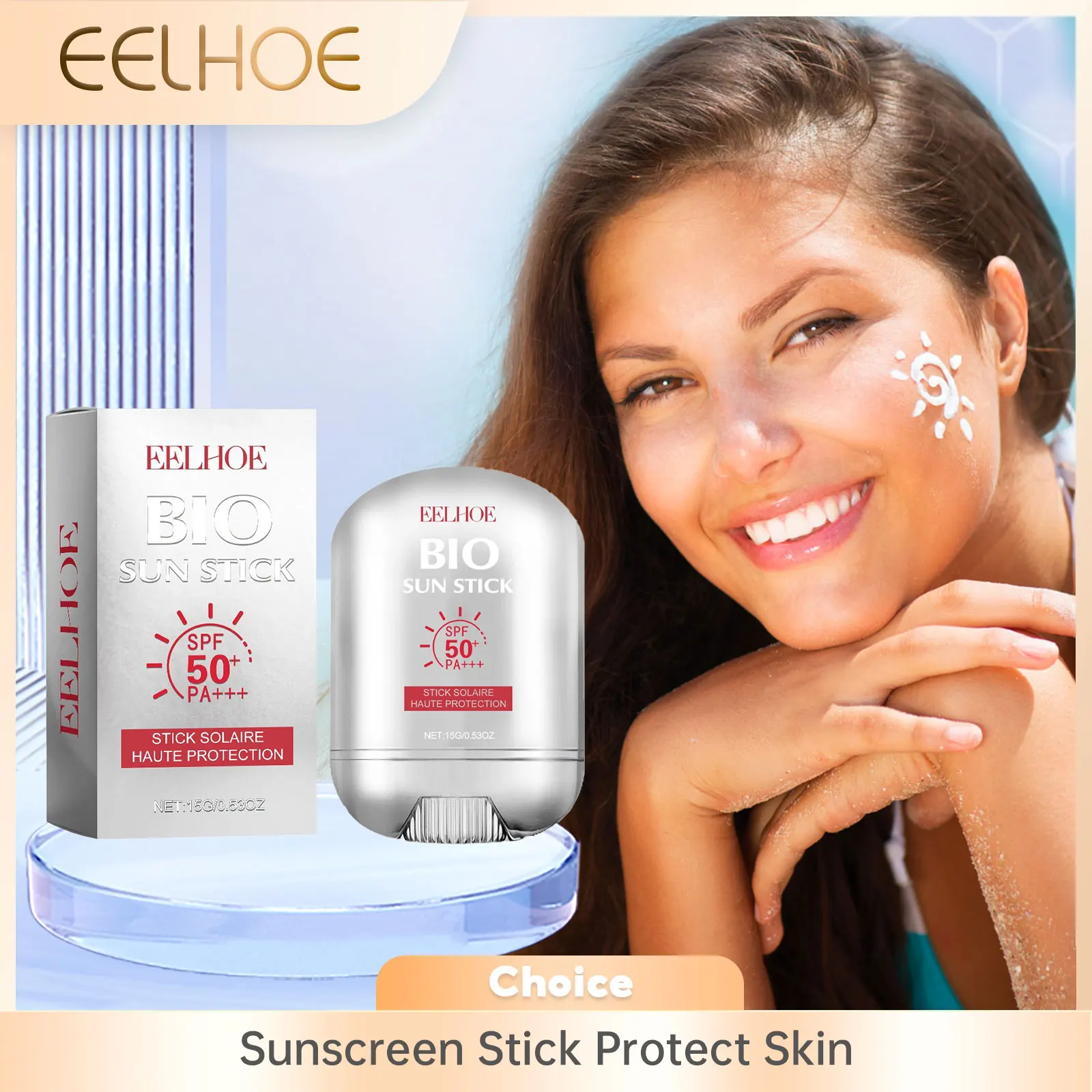 

EELHOE Anti UV Sunscreen Stick SPF50 Refreshing Sun Protective Cream Skin Care Sunscreen Moisturizer Cream Facial Body Sunscreen