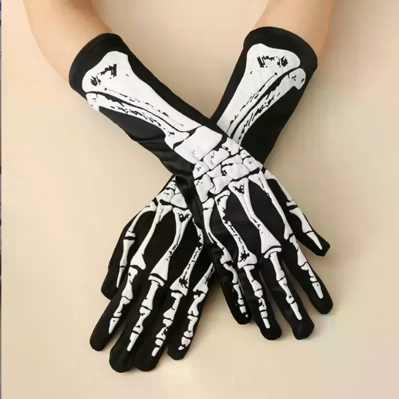 1Pair Halloween Skeleton Skeleton Gloves Trick Dark Wind Convex Gloves Skeleton Ghost Festival Costume