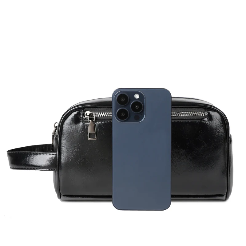 حقيبة يد جديدة للرجال حقيبة يد للرجال من الجلد الشمعي الزيتي محفظة طويلة بسحاب حقيبة هاتف حقيبة معصم pochette uomo classe zich