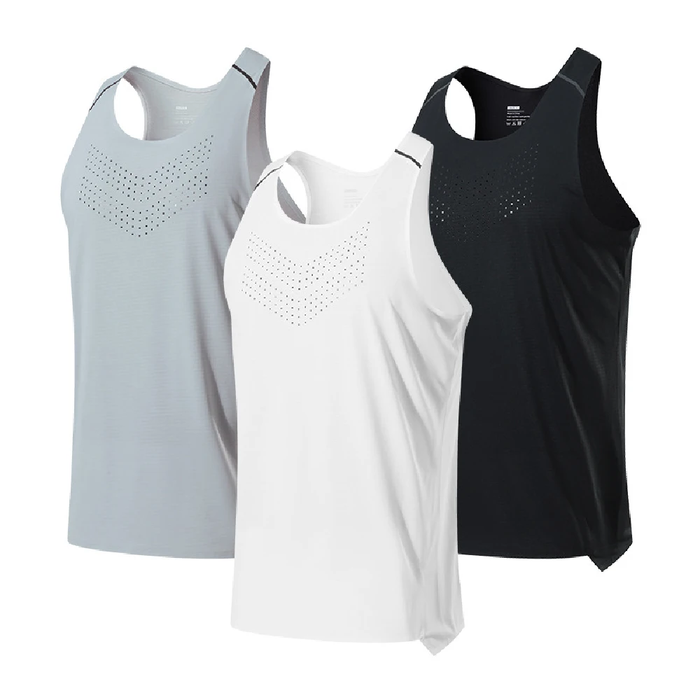1PCS Quick Drying Stretch Running Vest Men Ultralight Breathable Fitness Training Sleeveless Shirt