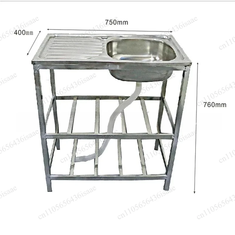 

75*45CM Floor Standing Single Sink Stainless Steel Frame Bathroom Wash Basin Small Apartment Single Bowl Vanity Basin