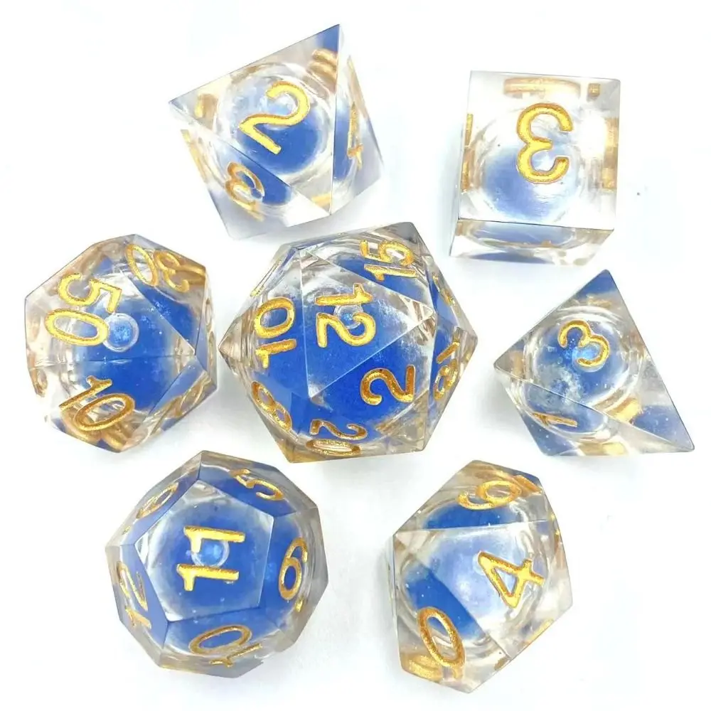 Resin Fluid Dice Set New Polyhedral D4 D6 D8 D10 D12 D20 Sharp Corner Dice Black Blue Purple Liquid Dices For D&d DND