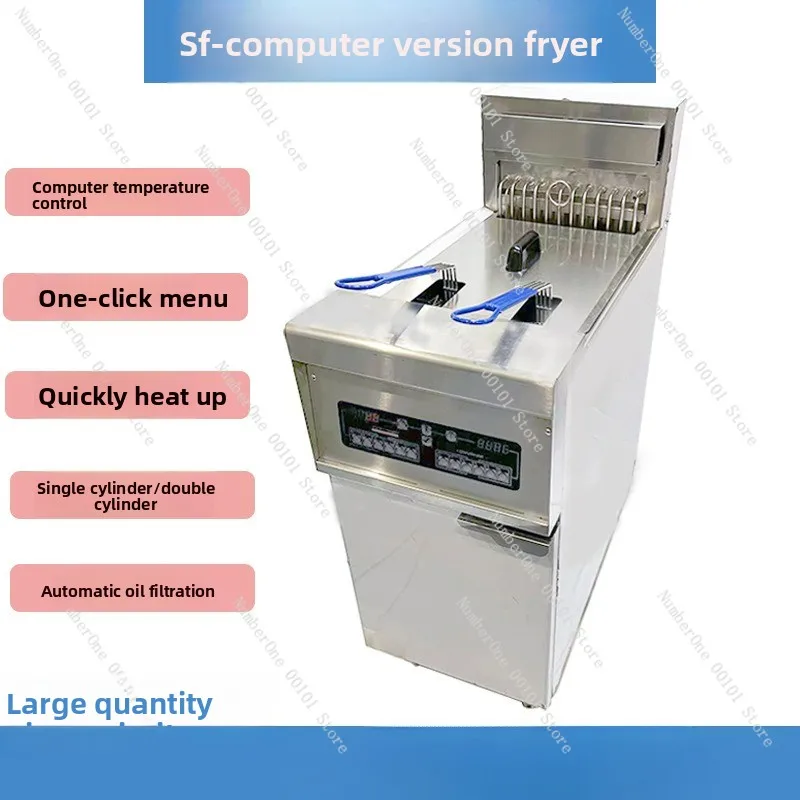 

Commercial Vertical Deep Fryer with Oil Filter, Single and Double Cylinder Constant Temperature Fryer, Smart Burger Shop Deep Fr