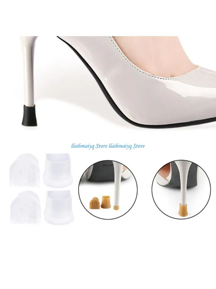573B 2Pairs Anti Slip Noise Reducing High Heel Protector Wear Resistant Heel Covers
