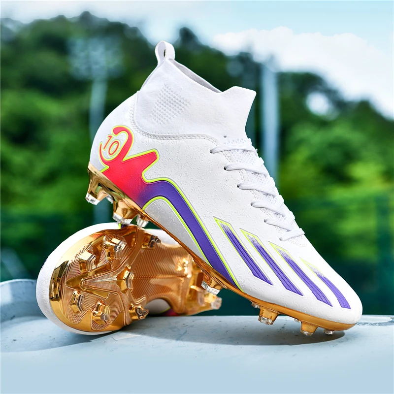 Mens Football Shoes Football Boots Ultra Light Anti-skid Long Spikes Outdoor Professional Shoes Turf Sports Shoes Competition Wo