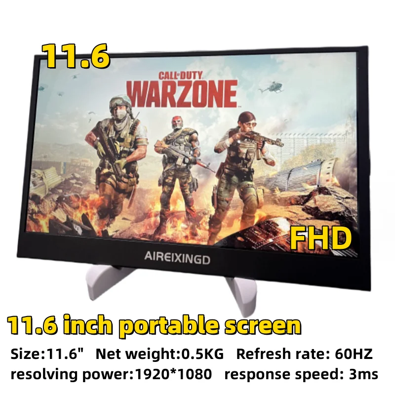 Aireixingd-monitor Portátil de Jogos Tft Raspberry pi Laptop Ps4 Xbox 360 Hdmi 11.6 Fhd1920 × 1080 Lcd Switch