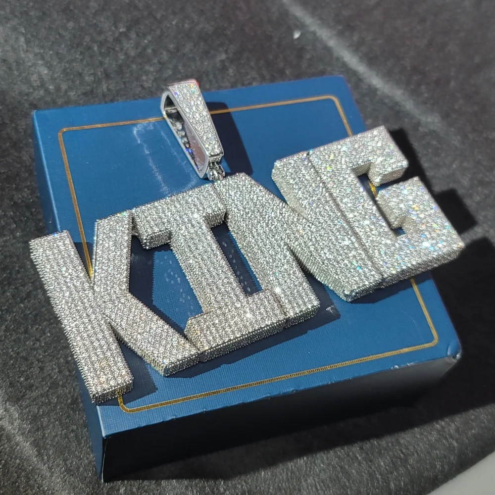 

ICECHARMI Square Letter Customized Chain Pensonalized Pendant Iced Out Cubic Zirconia Hiphop Style Jewelry Cuban Chains