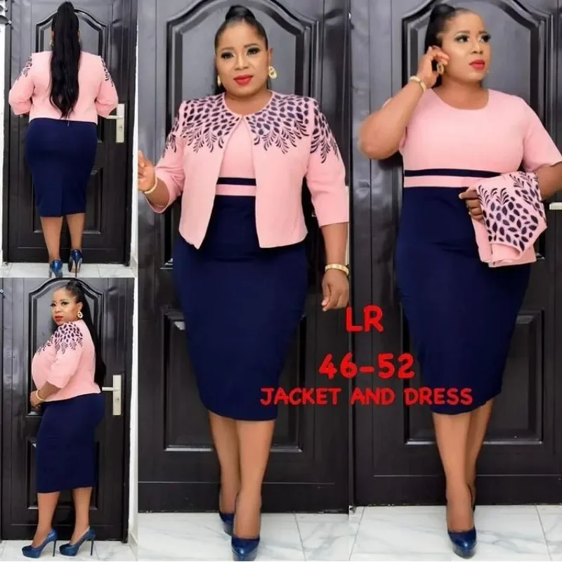 Set da 2 pezzi cappotto lungo e vestito natale abiti Midi africani donna Dashiki Bazin Riche abbigliamento africano abiti Africa vestiti