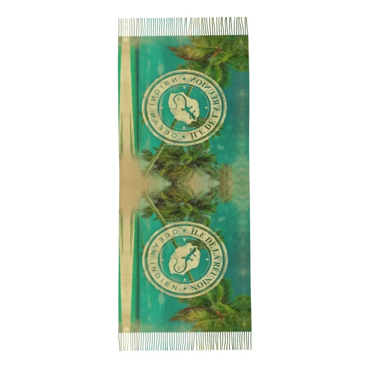 أوشحة نسائية كبيرة مخصصة من Ile De La Reunion 974 أوشحة نسائية للشتاء والخريف شال ناعم دافئ شرابة يلتف شاطئ المحيط الهندي #5