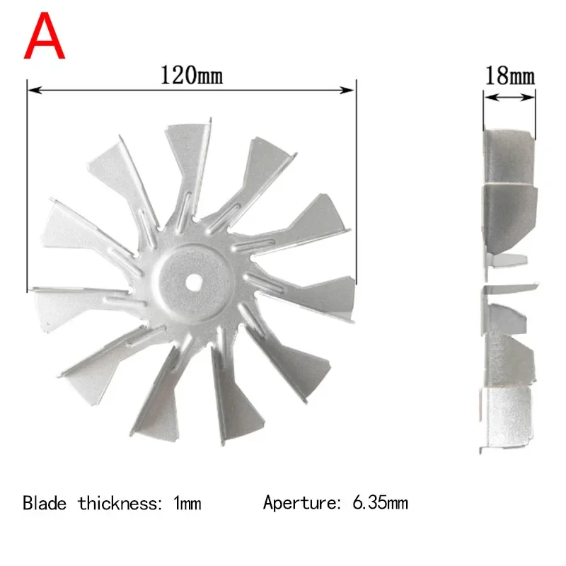 

120mm*16mm Aluminum Alloy Motor Fan Blades Fan Paddle Blades for Oven Pellet Stove Exhaust Blower Motor Exhaust Combustion Fan