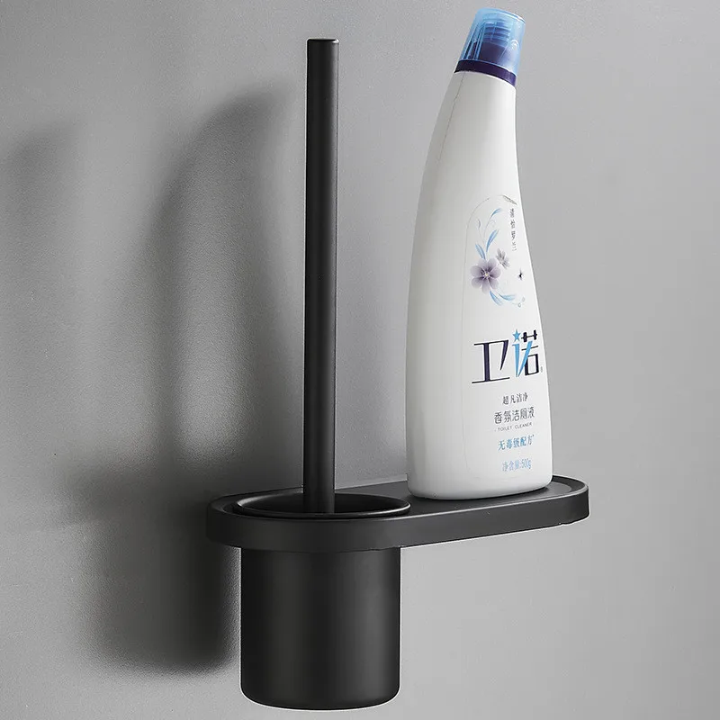 

Черный держатель для туалетной щетки с щеткой, алюминиевый белый набор держателей для щетки для чистки унитаза в ванной комнате, настенный монтаж