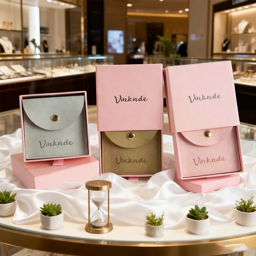 

24 упаковки, персонализированные шкатулки для драгоценностей, бумажные футляры с ящиком с логотипом и бархатной сумкой для хранения серег, ожерелья, браслета, кольца