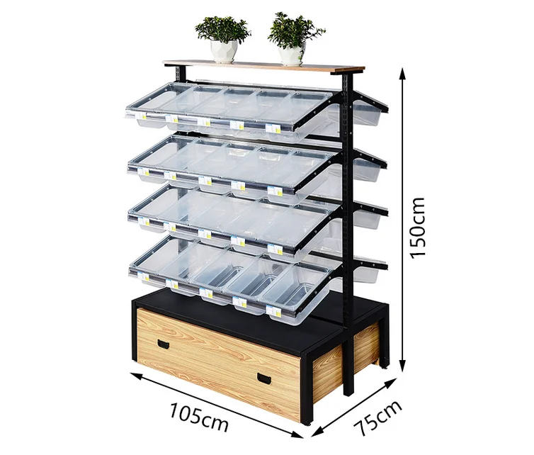 Supermarket snack shelf display shelf Convenience store casual loose weighing dry fruit shelf display shelf for bulk small food