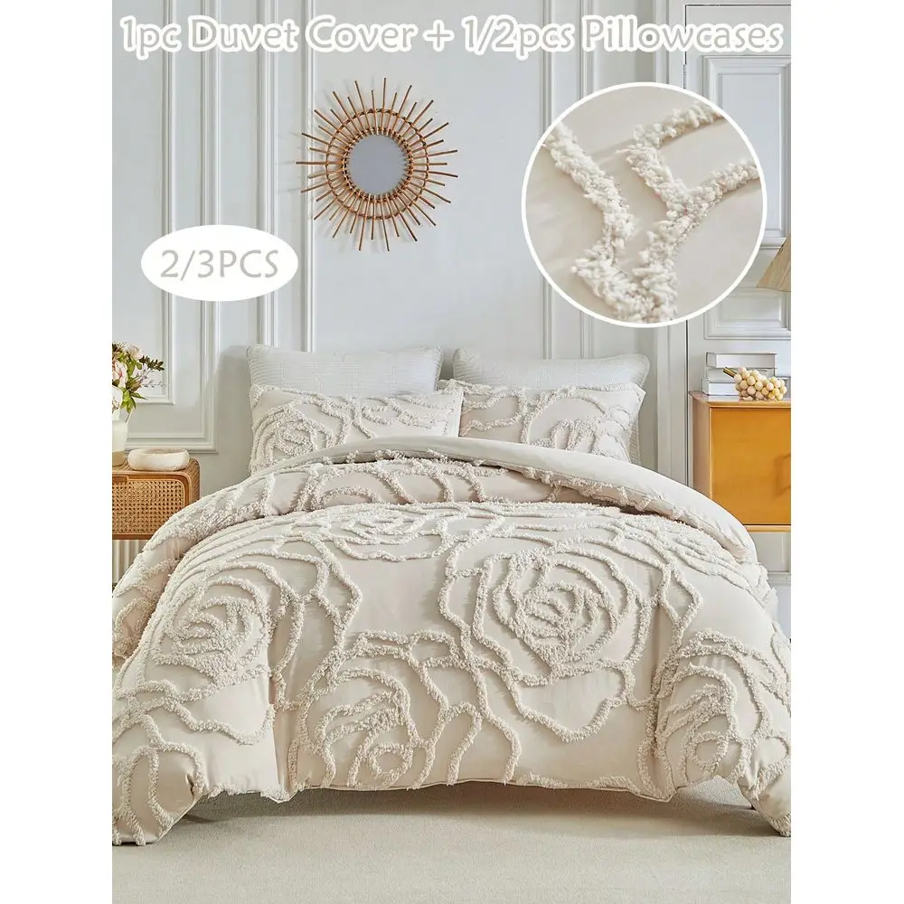 

Комплект из 3 предметов: пододеяльник и 2 наволочки из жаккардового полиэстера цвета хаки с узором «розы», современный роскошный всесезонный комплект постельного белья (1 пододеяльник, 2 наволочки)