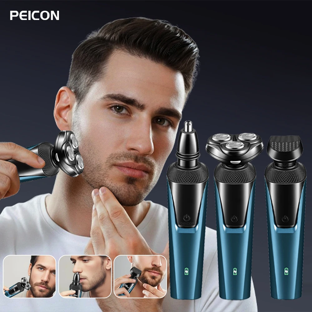 

Электробритва портативная, триммер для лица, USB-заряжаемая, профессиональная бритва с плавающими лезвиями, 3 в 1, машинка для бритья бороды для мужчин