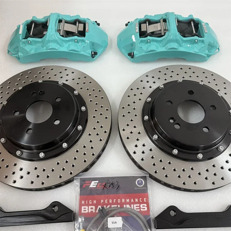Hot High Performance Auto Systems 6Pot Brake Caliper Drilled Slotted Brake Discs Car Brake Kit Set for Volkswagen Golf 7 gti