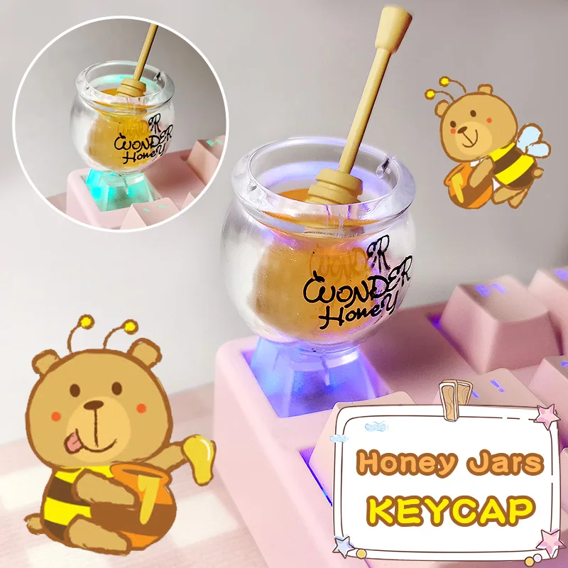 

Anime cartoon bear honey pot keycap cute three-dimensional backlight transparent mechanical keyboard special ESC keycap