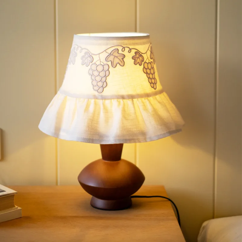 Grape embroidered desk lamp cover, southern French retro French American medieval bedroom bedside