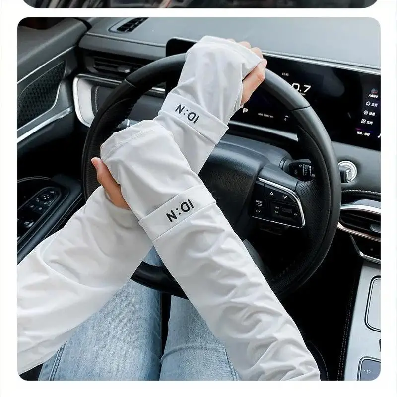 1Pair Unisex Cooling Ice Sleeves Quick Dry UV Protection Summer Outdoor Driving Cycling Arm Gloves