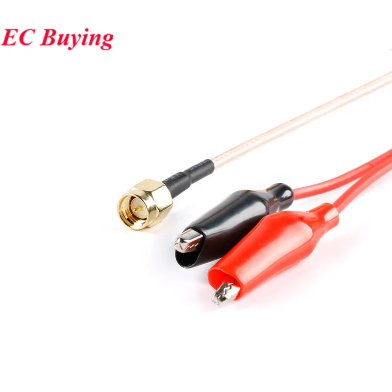 1Pcs RG316 RF Coaxial Cable SMA Male Plug to Dual Alligator Clips 50 ohm Red&Black Tester Lead Wire 50cm Connector