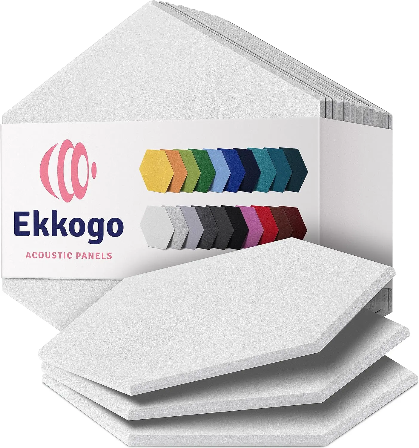 

12-Pack Acoustic Panels, White Hexagon Soundproof Wall Panels for Noise Reduction