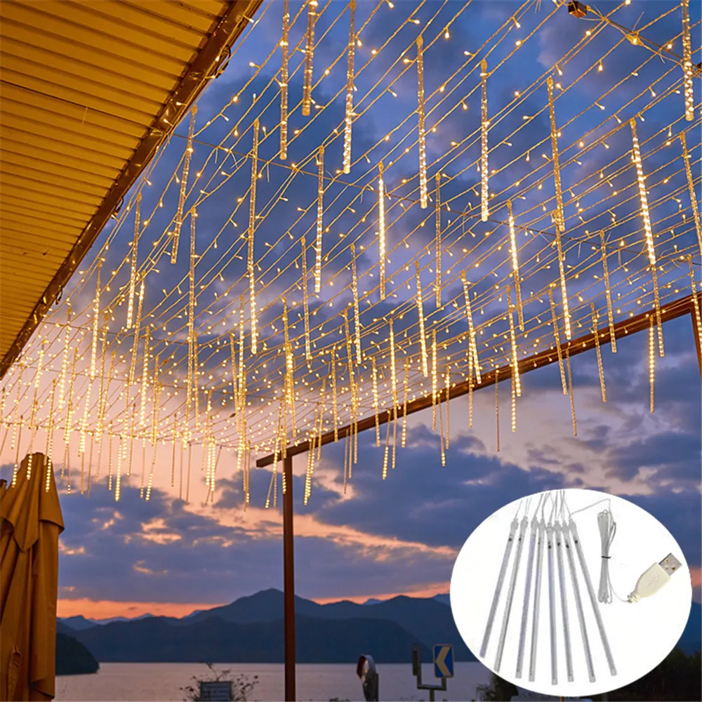 

30/50CM USB Meteor Shower Rain LED String Lights Festoon Street Lights Wedding Christmas Halloween Room Outdoor Fairy Light