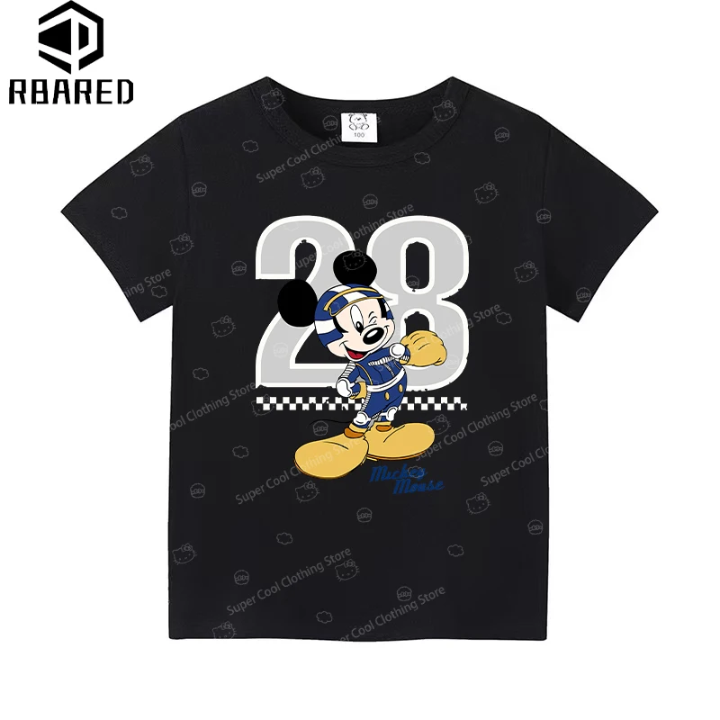 New Disney Mickey Mouse Summer Children's Tshirt 100% Cotton Comfortable Boys Short sleeved Girls Top Children's Clothing