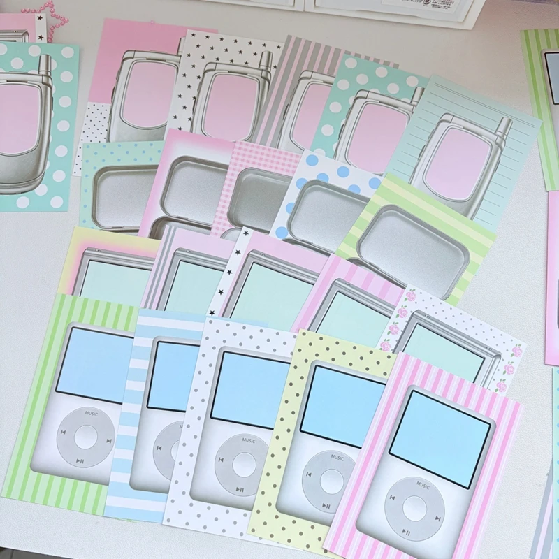 20 Sheets Y2K Vintage Journal Flip Phone Camera Memo Pad Die Cut Paper Cards for Planner Scrapbooking DIY Collage Material view 3
