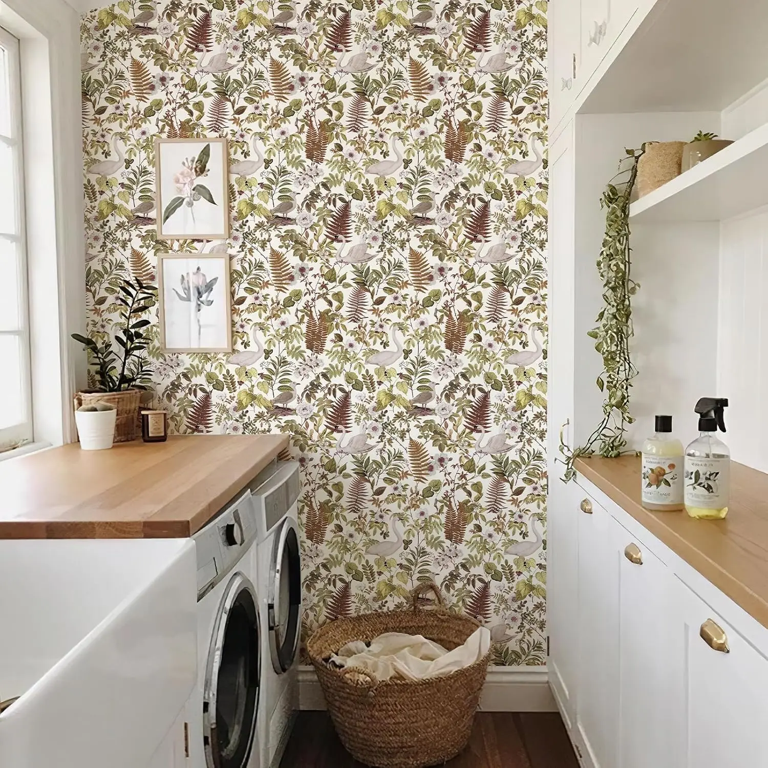 Papel tapiz Floral de pelar y pegar, papel tapiz autoadhesivo de bosque bohemio, papel de Contacto extraíble de hojas tropicales para dormitorio de guardería