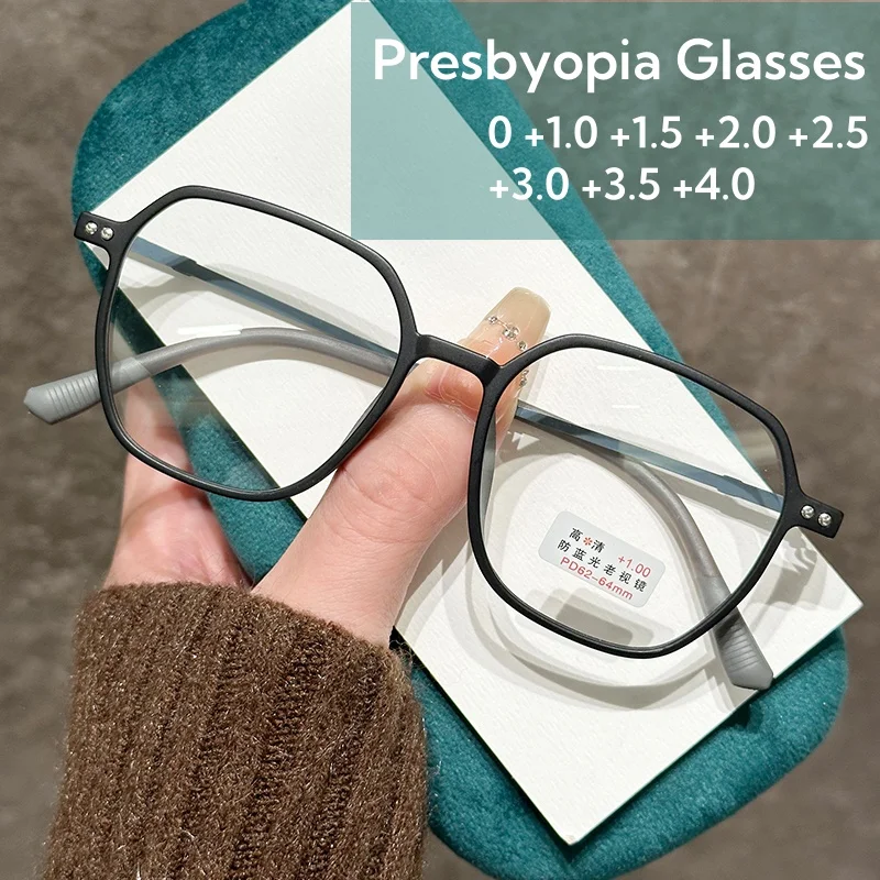 

New Frosted Square Large Frame Reading Glasses Blue Light Blocking Eye Protection Ultra Light Unisex Glasses Diopter To +4.0