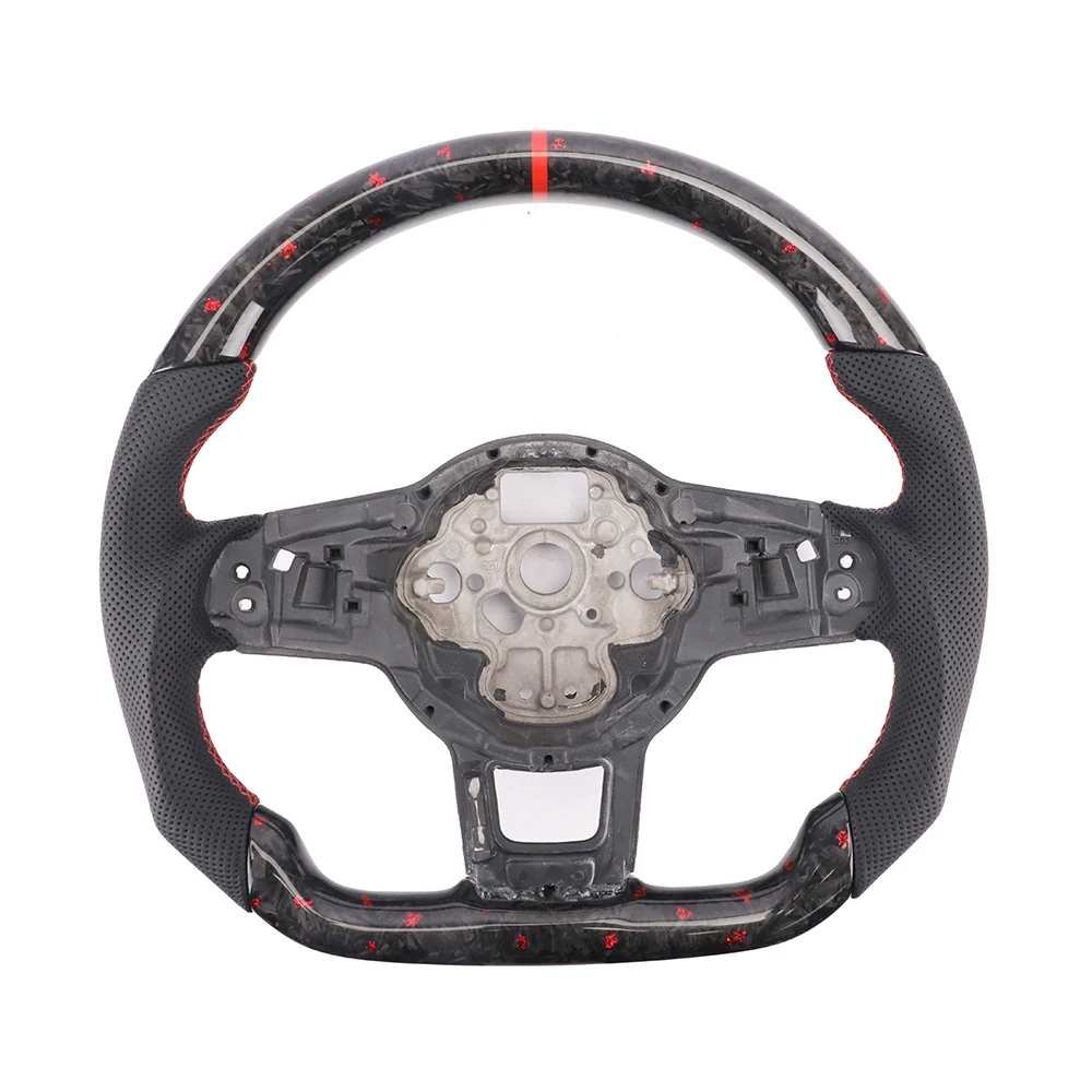 For VW MK6 MK7 7.5 GTI R Polo Red Stitching Carbon Fiber Red Back Label RLINE Steering Wheel Assembly