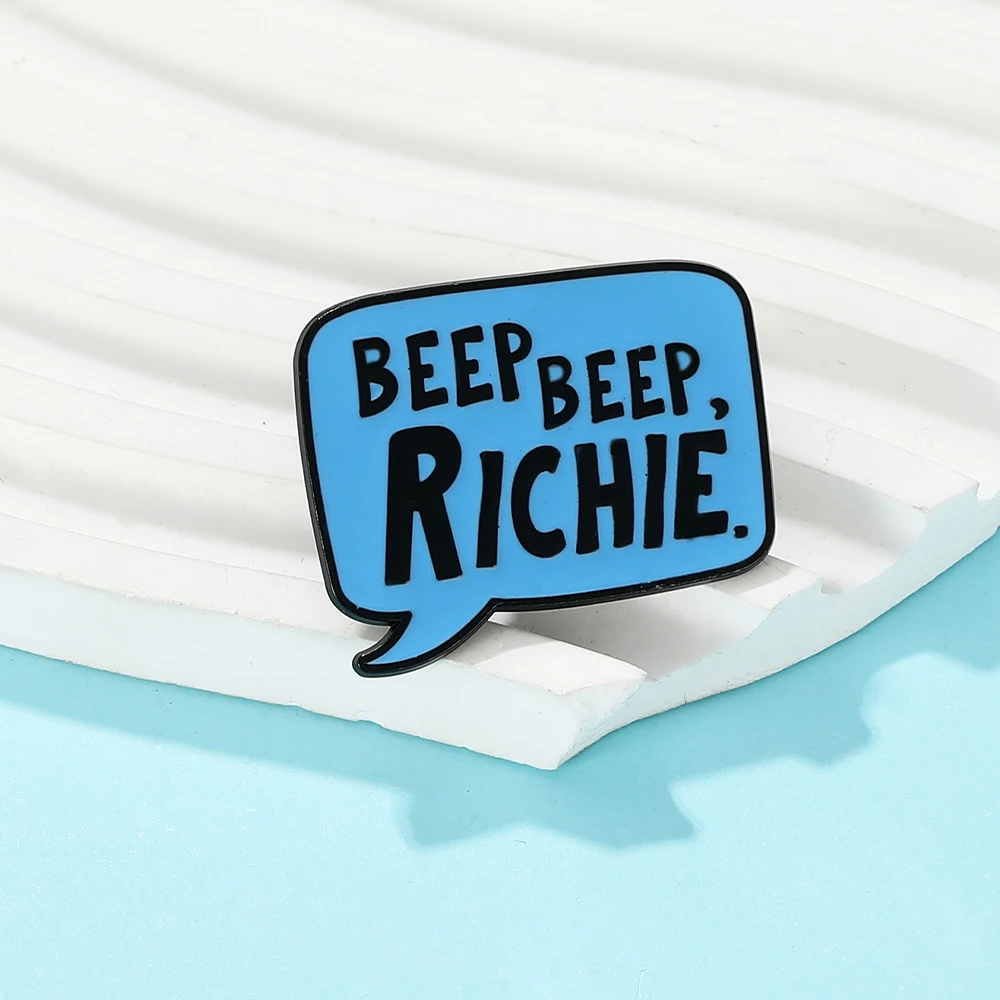Funny Beep Beep Richie Enamel Brooches Blue Letter Words Social Pins Cheap Items With Free Shipping