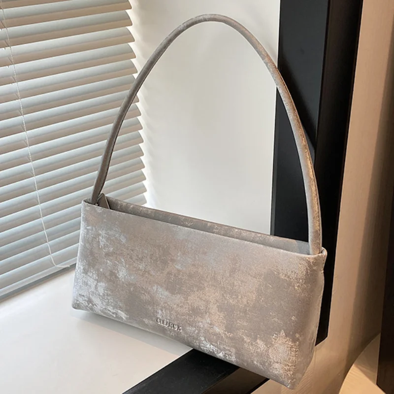 

Сумка подмышки с текстурой в стиле ретро, однотонная, простая, расширенная, универсальная женская сумка, элегантная модная изысканная сумка на плечо